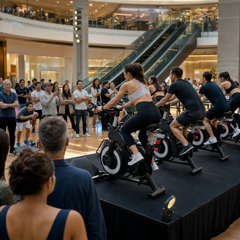 Activación de spinning en el interior de un centro comercial
